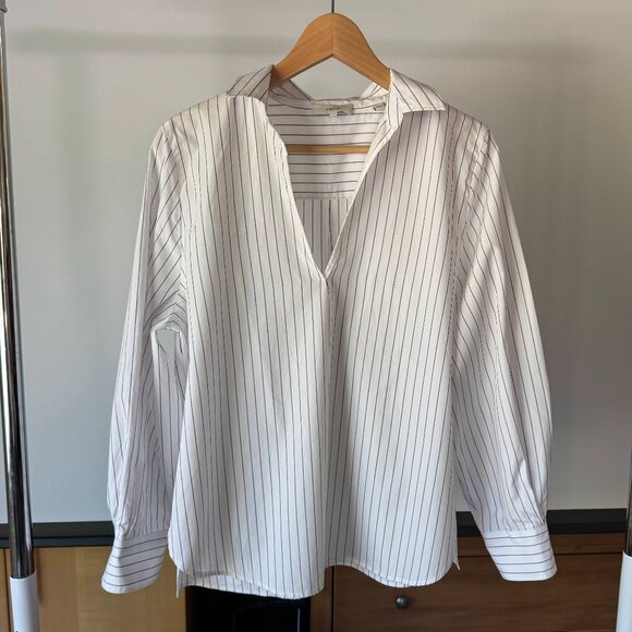 Vince Bar Stripe Swing Front Pullover Shirt - Picture 1 of 7